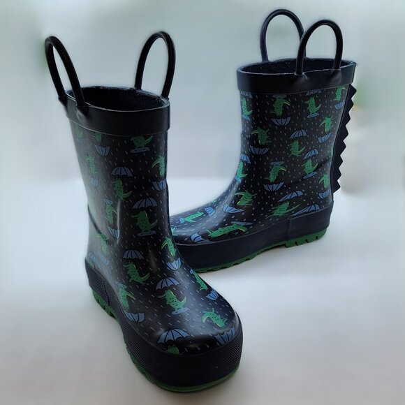 Kids Dinosaur Pull on Rainboots - Picture 1 of 9